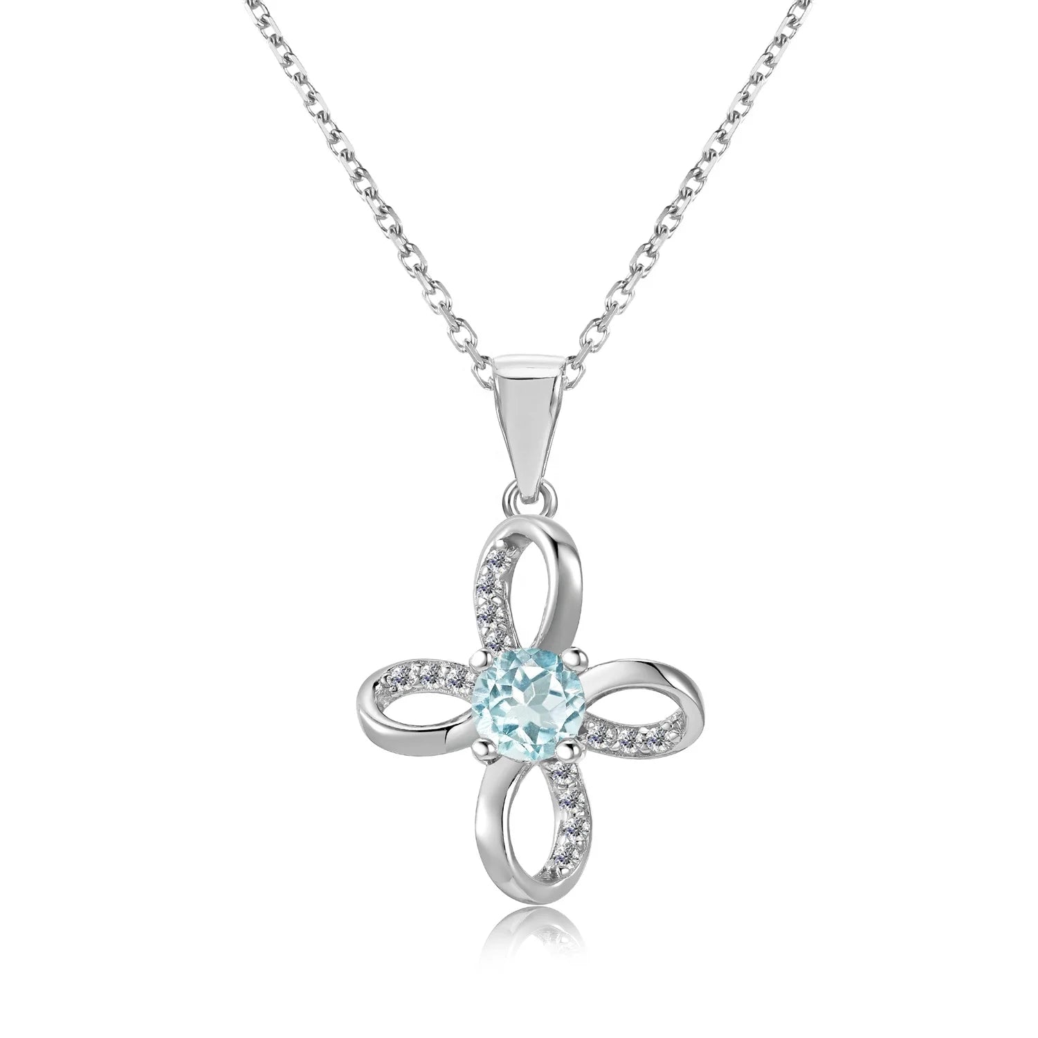 2026 New 925 Sterling Silver Natural Gemstone Blue Topaz Knot Pendant Charm Necklace Jewelry for Women Destiny Jewellery