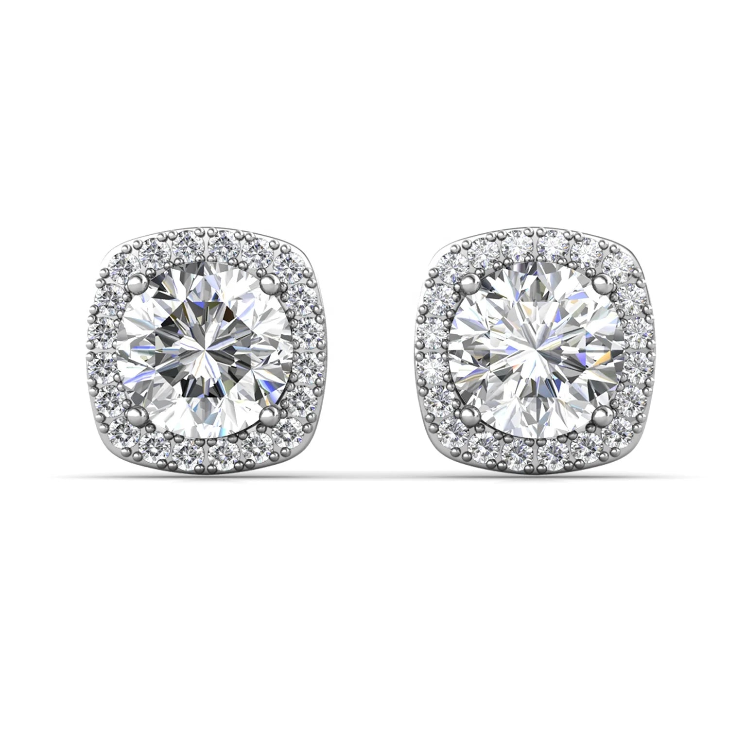 Wholesale Priced 1CT GRA Moissanite Diamond Jewelry Hypoallergenic 925 Silver Square Halo Stud Earrings Destiny Jewellery