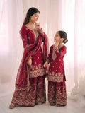 Family Matching Embroidered Silk Kurta Palazzo Set with Dupatta | Women & Kids Ethnic Festival Wear MegaBDM
