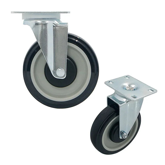 Rugged Polyurethane Swivel Casters Effortlessly Maneuver Heavy-duty Industrial Trolleys Through Tight Warehouse Aisles CWD514-BL MegaBDM