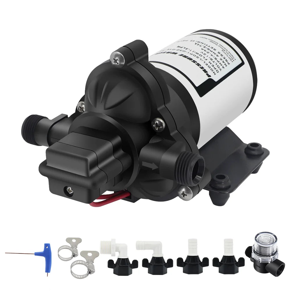 Factory 33 Series 15LPM/4.0GPM High Pressure RV Marine Diaphragm Water Pump 45PSI/3.10BAR Booster Pump 230v DC Laboratory Pump