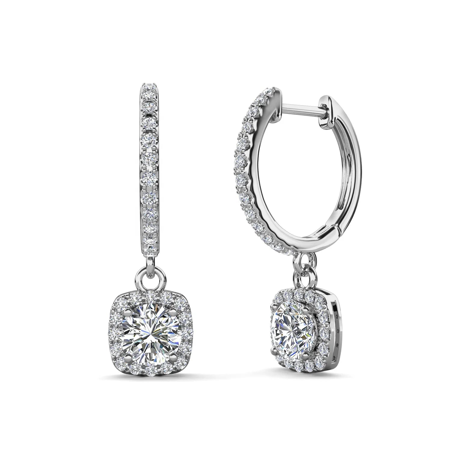 925 Silver Dangling Drop Yellow Moissanite Diamond Halo Stud Earrings Luxury Jewelry Birthday Gift for Women Destiny Jewellery