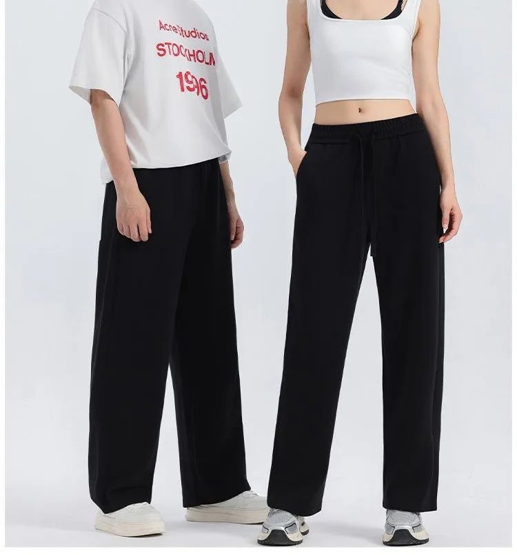 Bangladesh China Factory Price OEM Customizable 320g Cotton Sweatpants Unisex Solid Color Loose Straight Casual Trousers