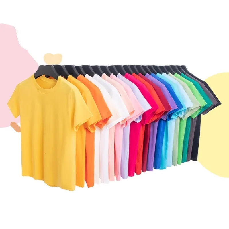 OEM Children's Lightweight Cotton T-Shirt Custom Logo Embroidery Short Sleeve Neck Work Uniform Advertising Customizable T-Shirt