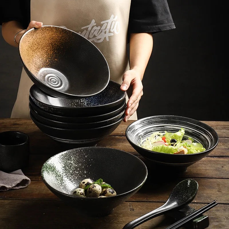 Retro Japanese-style Elegant Ware Ceramic Under Glazed Eco-Friendly Handmade Durable Japanese Ramen Bowl MegaBDM