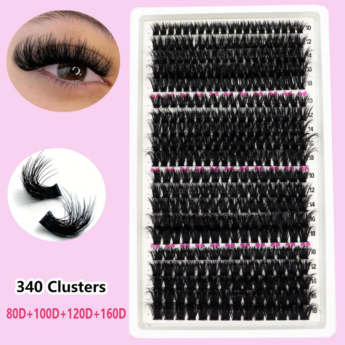 Wholesale 20Rows 60D-160D 3D Fluffy Clusters Lash Furry Segmented DIY Eyelashes Large-capacity 10-18mm Mix False Eyelash MegaBDM