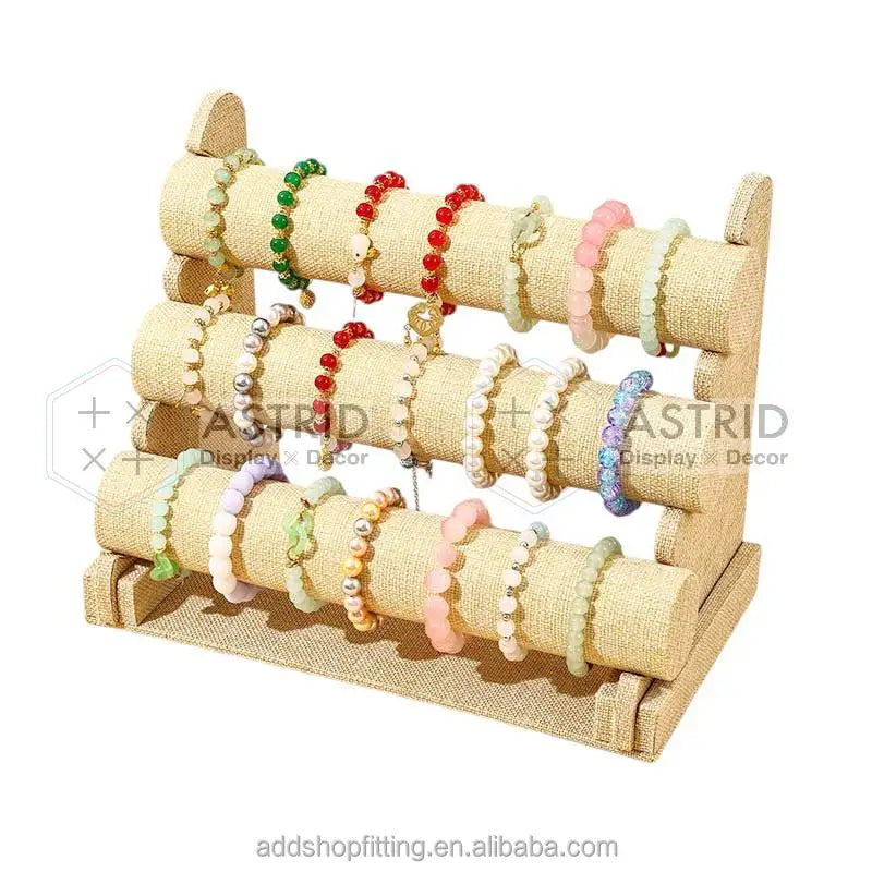 Velvet Luxury Durable Portable Rectangle Bar Holder with Ring Stand for Jewelry Bangle Bracelet Display in Jewelry Store