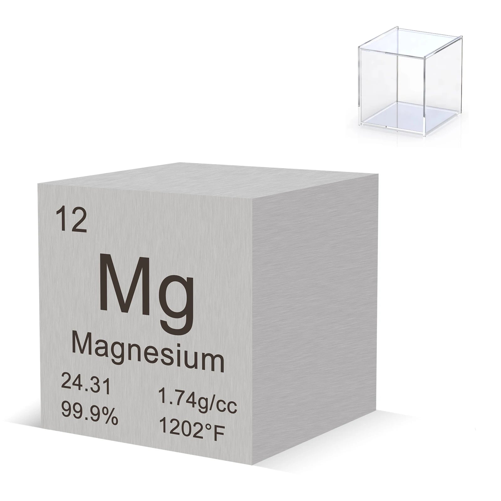 Magnesium Cube 1" 99.9% Purity High Density Metal Element Cube for Element Collection Experiment Heavy Small Objects Experience