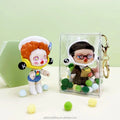 Transparent PVC Waterproof Display Figure Dool Toy Bag with Cover and Keychain for Blind Box Cartoon Dolls