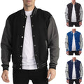 Mens Fleece Lined Baseball Jacket Button up Varsity Sweatshirt European Size Casual Winter Bomber Coat Wholesale MegaBDM