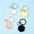 Newest Stainless Steel Engraved Logo Hexagonal Blank Keycharm Heart Shaped Mustard Seed Keychain for Inspirational Gifts Jewelry MegaBDM