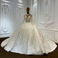 Jancember LSCJ01 Luxury Illusion Crystal Ball Gown Bridal Wedding Dresses for Women