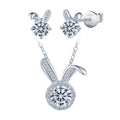 D Color VVS1 3 Excellent Moissanite Diamond Necklace with Rabbit Ears 925 Sterling Silver Stud