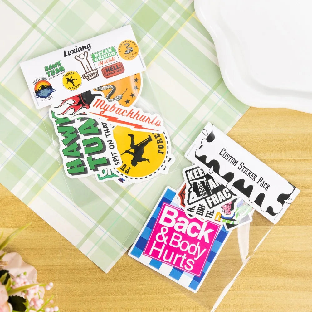 Custom Holographic Printing Outdoor Waterproof Die-Cut Stickers Cartoon Stickers Opp Bag Packaging