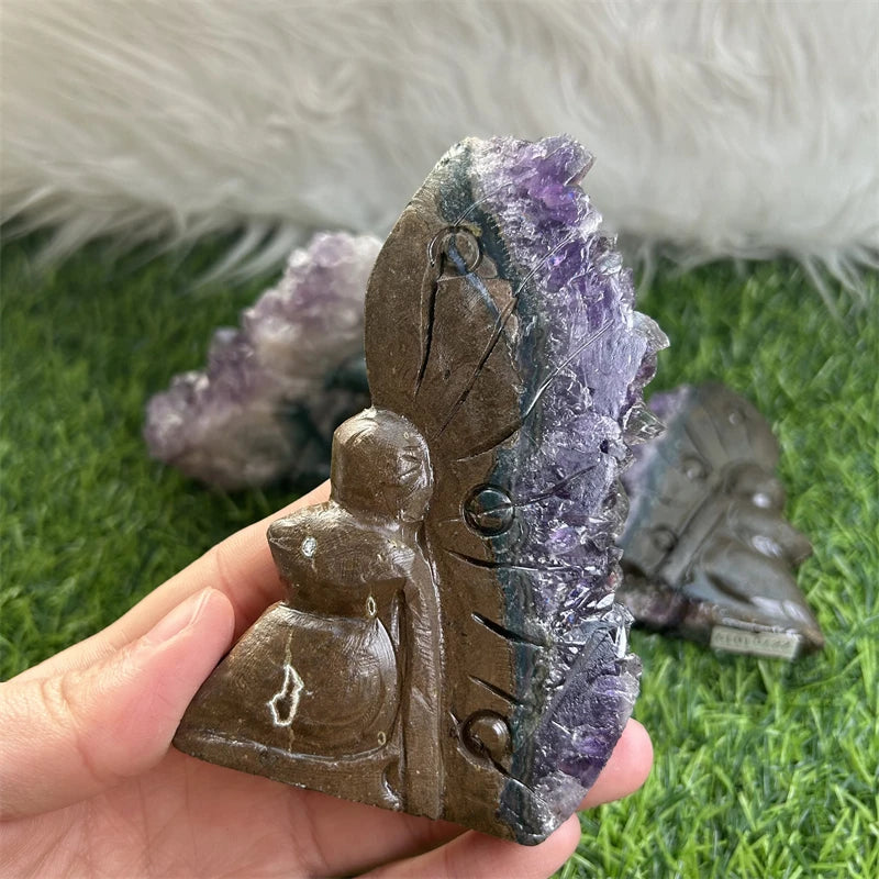 Wholesale Natural Crystals Crafts Healing Stones Amethyst Cluster Fairy Butterfly for Decoration
