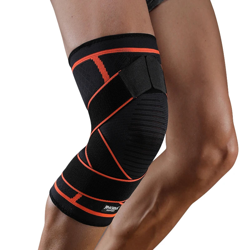 JINGBA Factory Wholesale Professional  Knee Support Brace Compression Knit Sleeve Basketball Adjustable Sports Protector Bandage