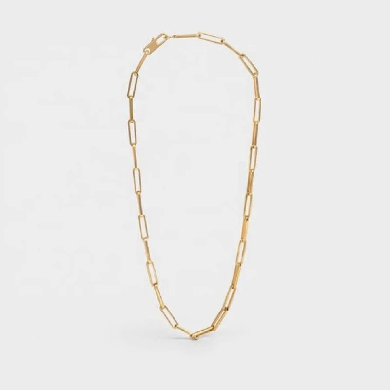Accessories Women Permanent Jewelry 18k Gold Plated Paper Pin Link Cal Vicle Necklace Stainless Steel Jewelry Wholesale