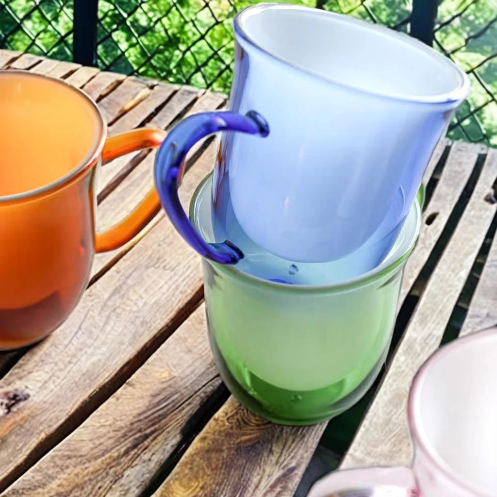 High-Temperature Resistant Borosilicate Glass Double Wall Mug Hand Blown Eco-Friendly Customized Color Flower Style for Weddings