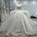 Jancember XS104 Fashion Long Sleeve Crystal Puffy Wedding Dresses for Bridesmaid