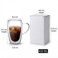 Private Label Reusable Double Wall High Borosilicate Glass Coffee Mug 450ml Heat Resistant E-commerce Homeware Brands MegaBDM