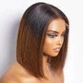 8-14 Inch Brazilian 4x4/2x6 Closure Short Bob Wig with Transparent HD Lace Black Women's Human Hair Color MegaBDM