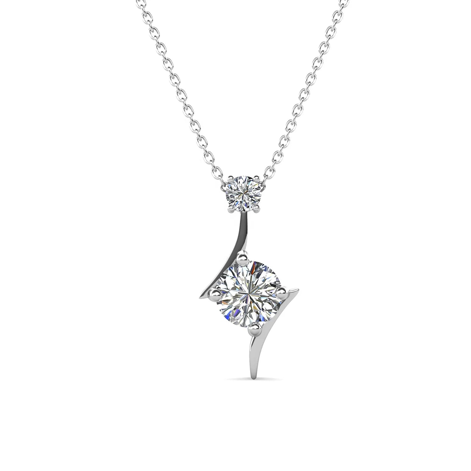New 1CT GRA Moissanite Diamond 925 Sterling Silver Two Stones Pendant Designs Necklace Jewelry for Women Destiny Jewellery