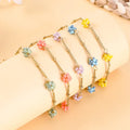 European and American Retro Colorful Flower Hand-woven Beaded Bracelet Dopamines Stainless Steel Bracelet Femme