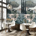 Photo Wallpaper Murals Finca Blue Brown Cream Non Woven Vinyl Wall Mural Plants for Hotel Scenic