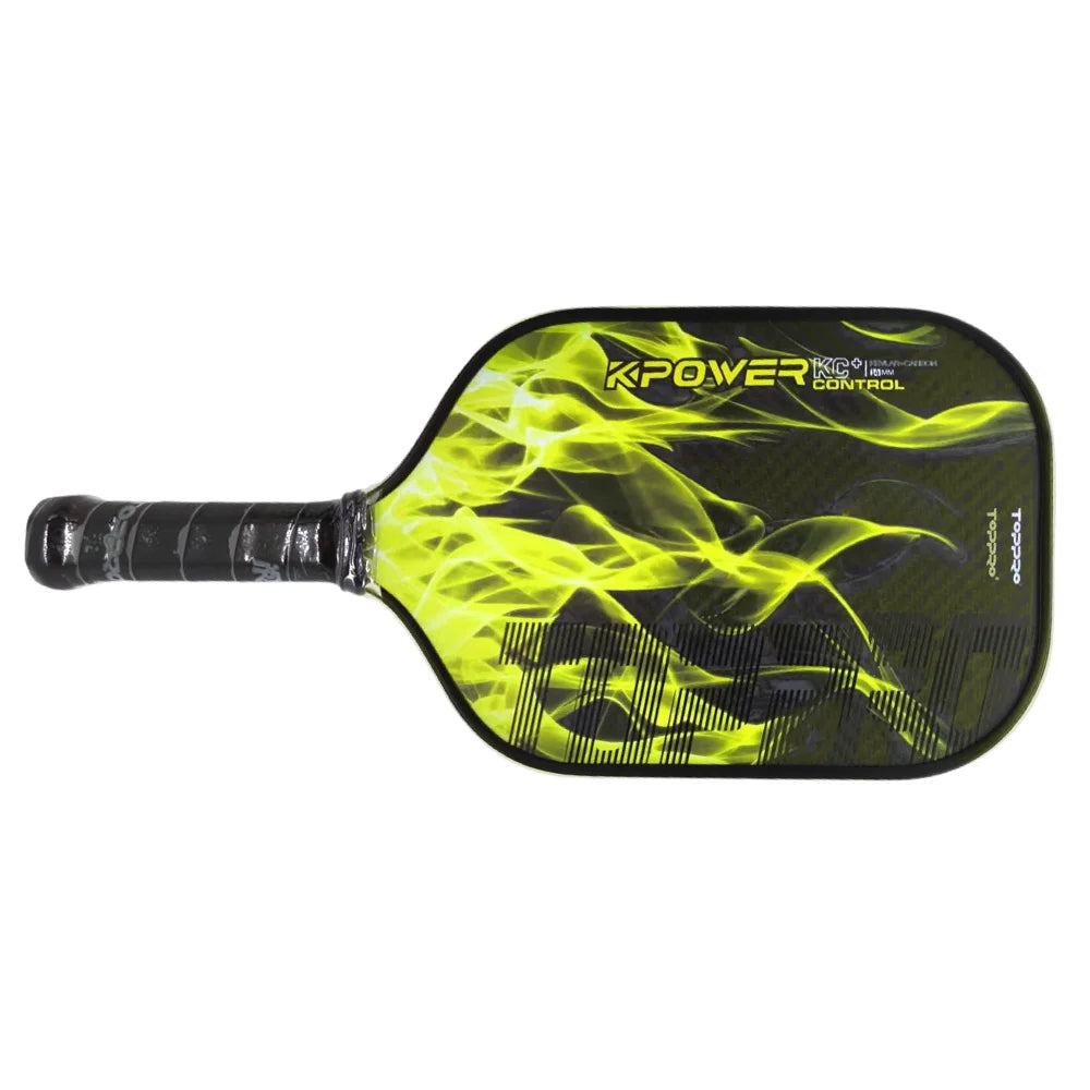 Premium TOPPRO T7013 K-POWER CONTROL Yellow-Carbon 14mm Polymer Honeycomb Core Squash Balls Premium PU Grip Logo