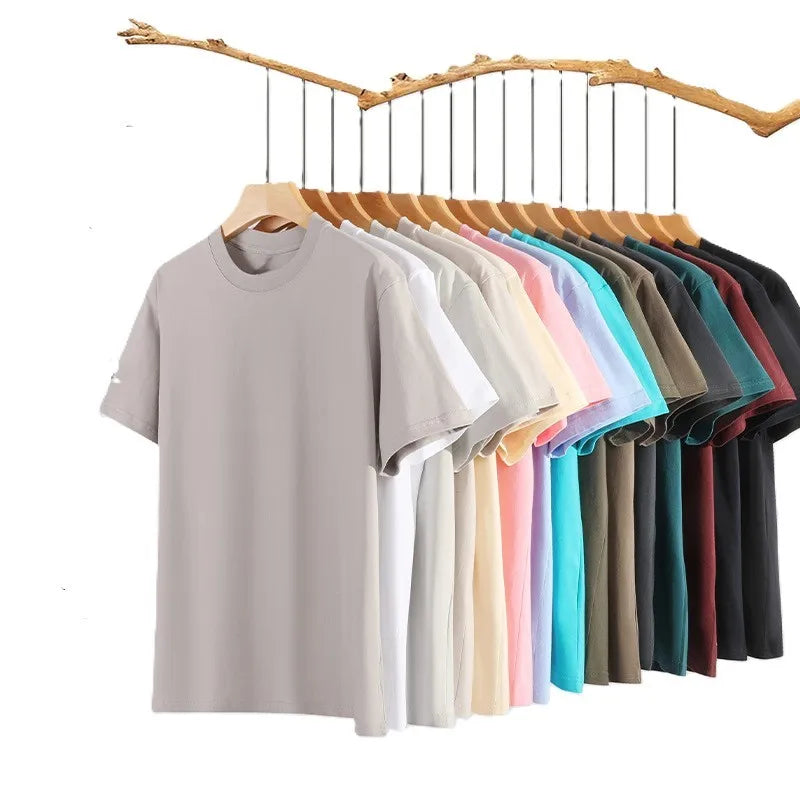 China Bangladesh Factory Price OEM Customized Logo Embroidery 230g Pure Cotton Knit Short Sleeve Mens Couple Style White T Shirt