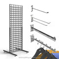 88 cm T-Shaped Steel Wall Panels Grid Display Rack with Slatwall Hook for Efficiently Displaying Goods