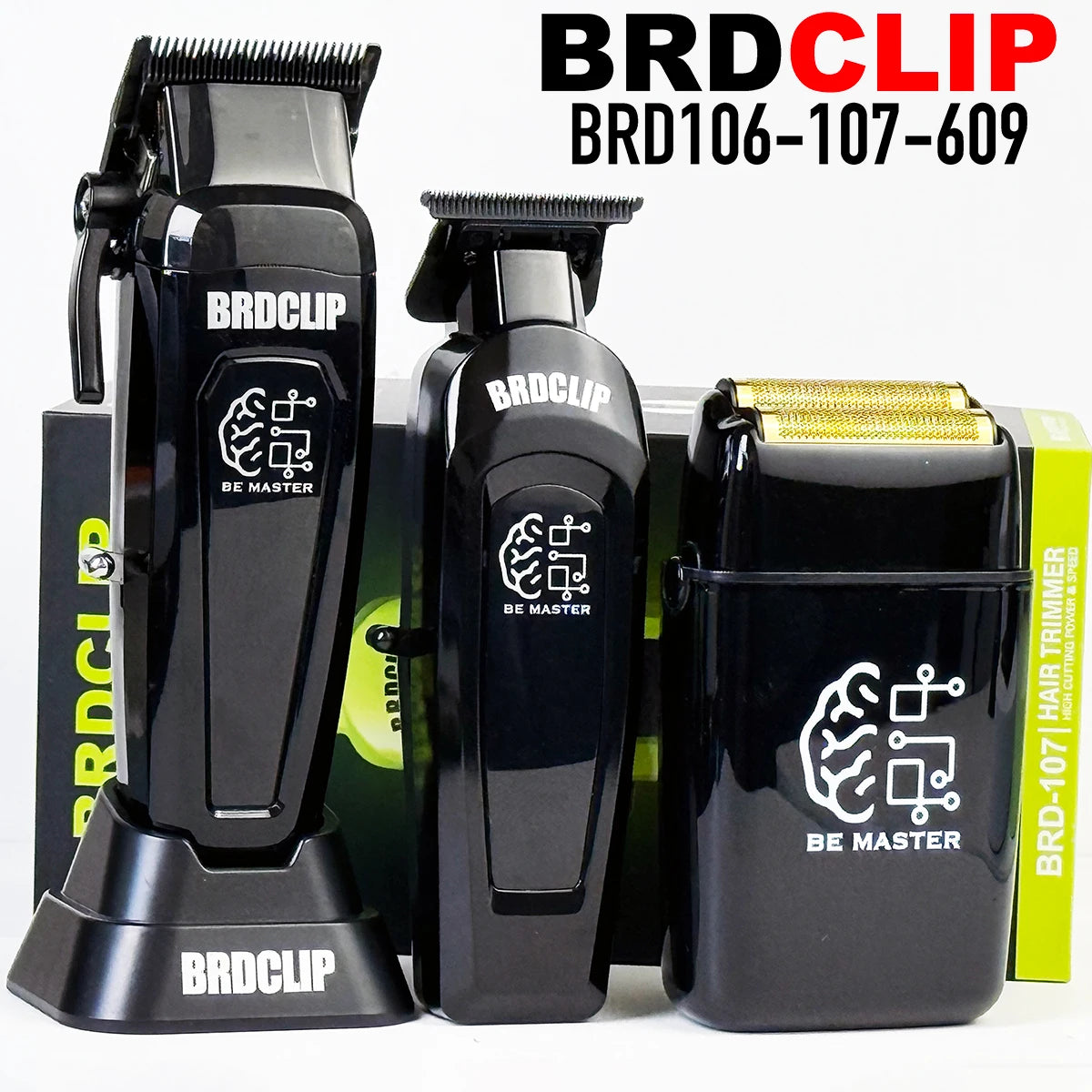 BRD 106 107 609 Professional Electric Hair Clipper Hair Trimmer DLC Blade with Base 7500RPM 8000RPM 7000RPM Barber Set BRDCLIP