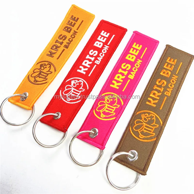1 Custom Embroidered Keychain Personalized Canvas Patch Durable FREEFORM Technique Multi Color PU Leather Metal Remove Business