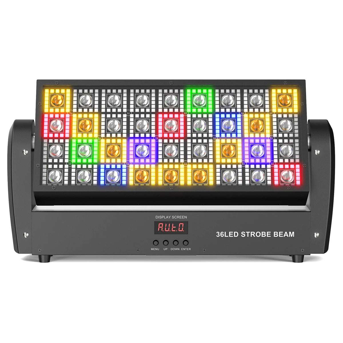 U`King 200W 36 Pixel Zones Control RGBW Wall Wash Light 36Pcs Warm White Light + 648Pcs 5050RGB Swinging Beam Strobe Stage Light MegaBDM