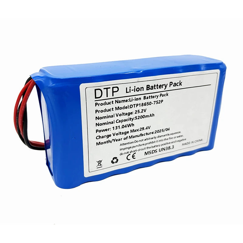 Factory Price 25.2V 5200mAh 7S2P 18650 131.04wh Li Ion Rechargeable Battery Packs for Electric Vehicles Drones Home Appliances
