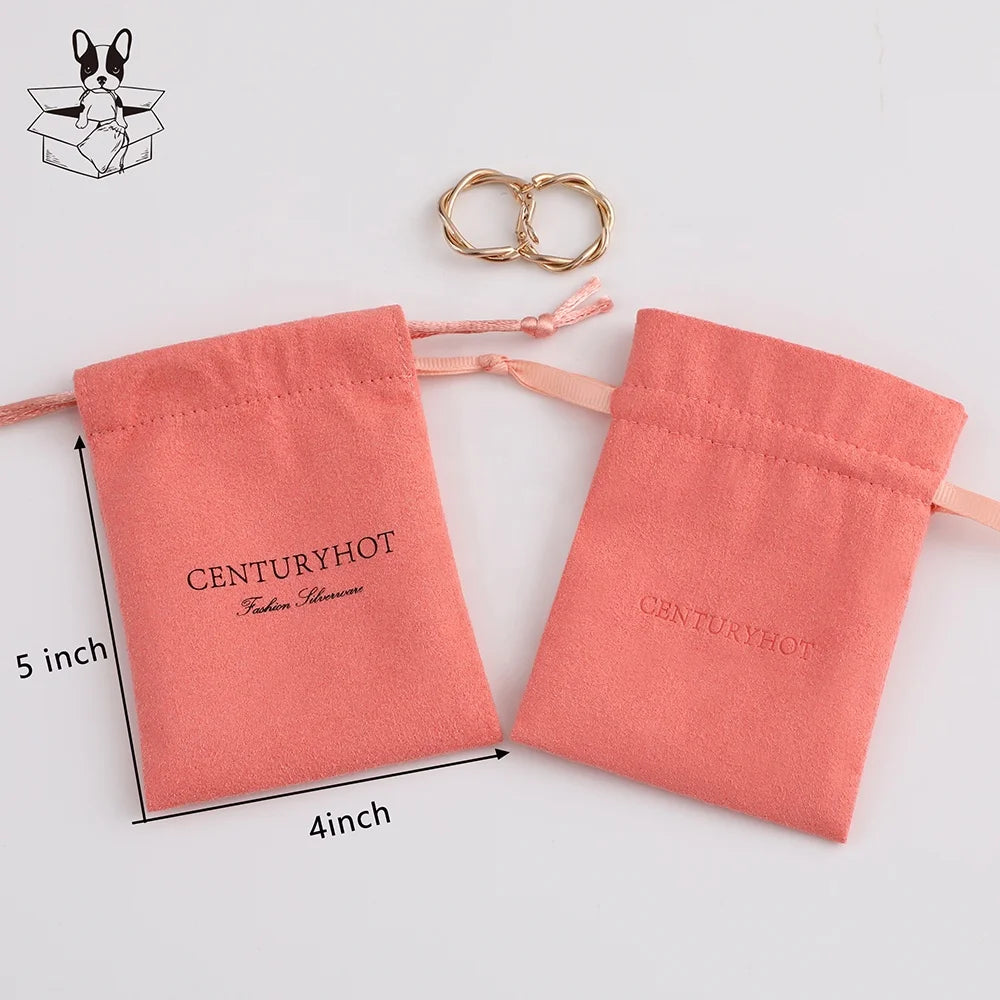 PUPPYSEW Handmade  Microfiber Jewelry Pouches SuedeVelvet Personalized Jewelry Drawstring BagsGift Packaging Bags With  Logo