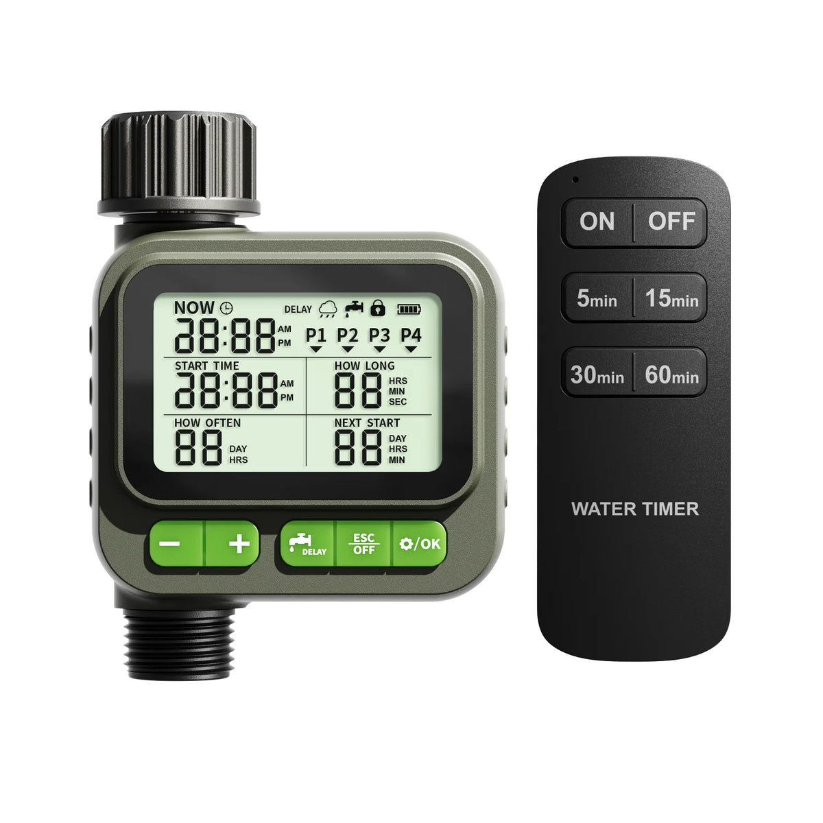 Programmable 4 Sprinkler Timer System Digital Water Timer for Garden Hose Outdoor Soaker Hose Lawn Yard Irrigation Rain MegaBDM
