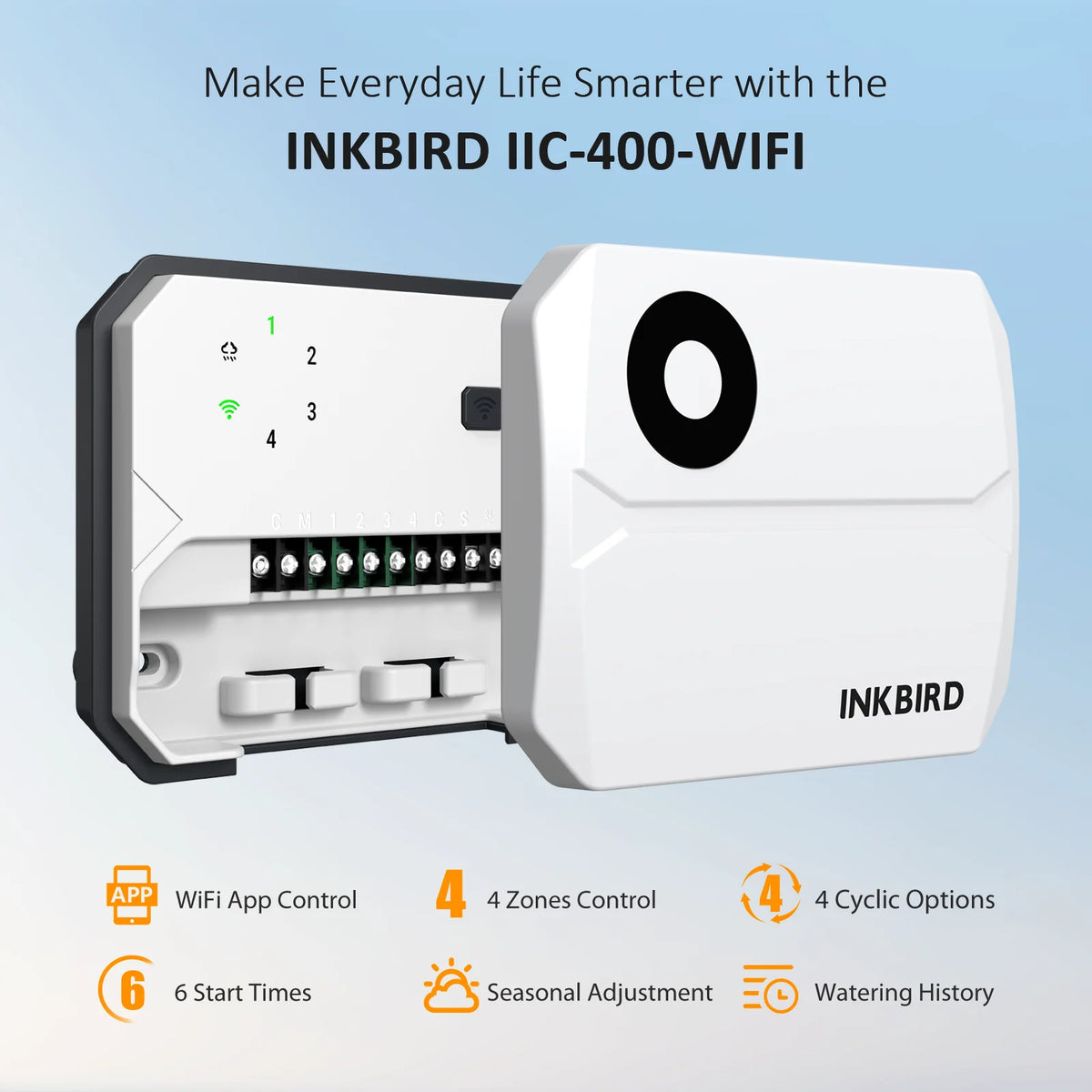 Inkbird IIC-400-WIFI 5G&2.4G Irrigation Timer Easy Use Free App Save Water Smart Sprinkler Controller for Lawn Garden Yard MegaBDM