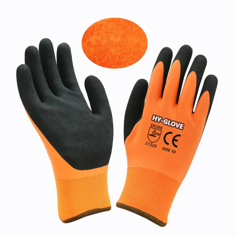 Waterproof Double Layer Textured Latex Work Gloves Winter Safety Gloves Ice Fishing Safety Gloves Freezer Warehouse Gloves
