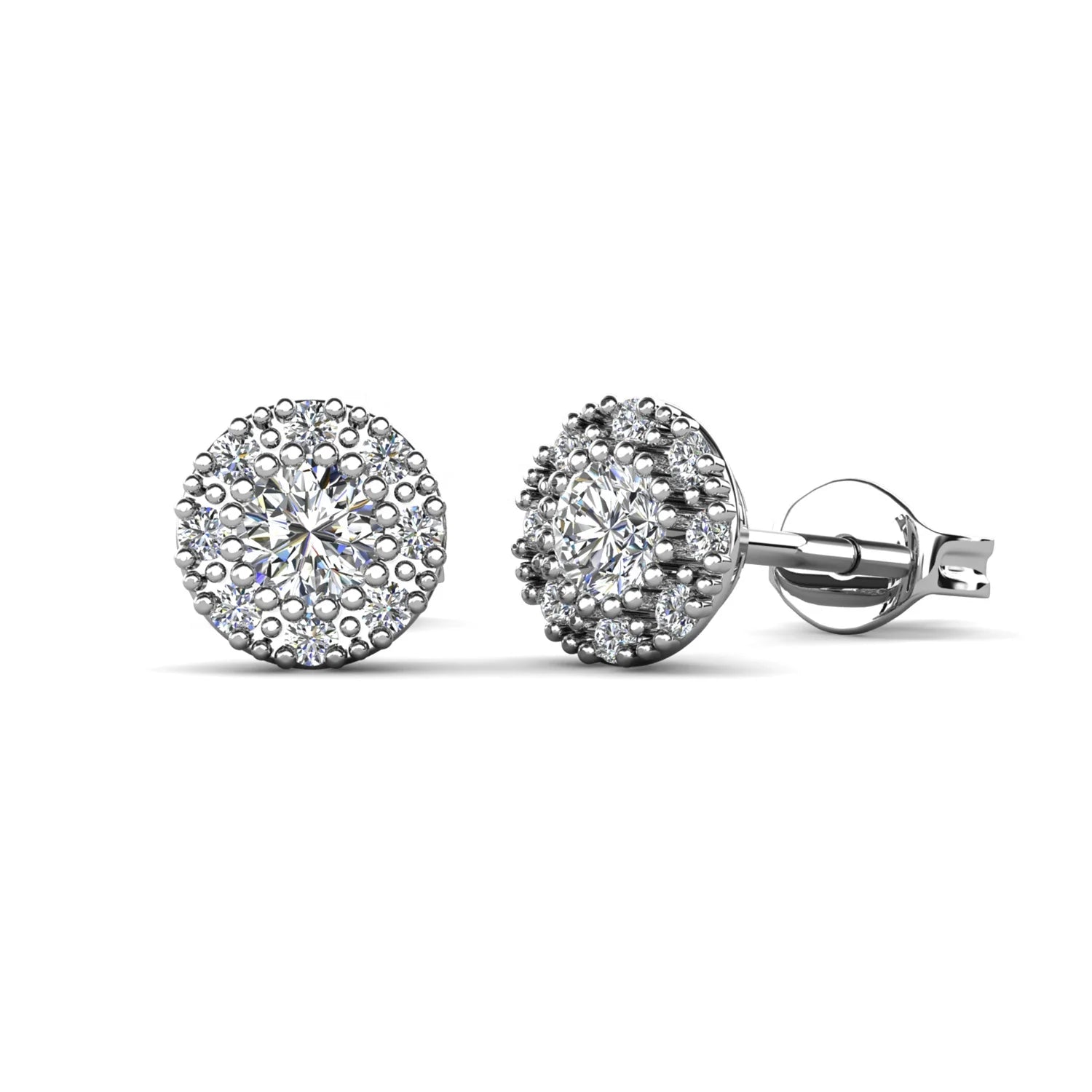 High Grade Fine Jewelry 925 Sterling Silver GRA Moissanite Chic Small Circle Halo Cluster Stud Earrings Destiny Jewellery