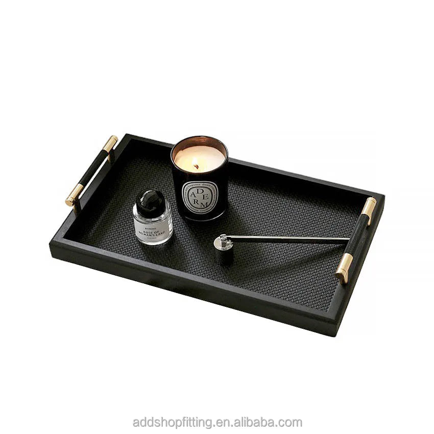 Shop Window Display Bamboo Candle Perfume Accessories Rings Necklace Serving Tray