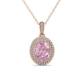 100% Sterling Silver 925 Fine Women Jewelry Ice Crushed Cubic Zirconia Oval Cut Halo Pendant & Charms Necklace Destiny Jewellery