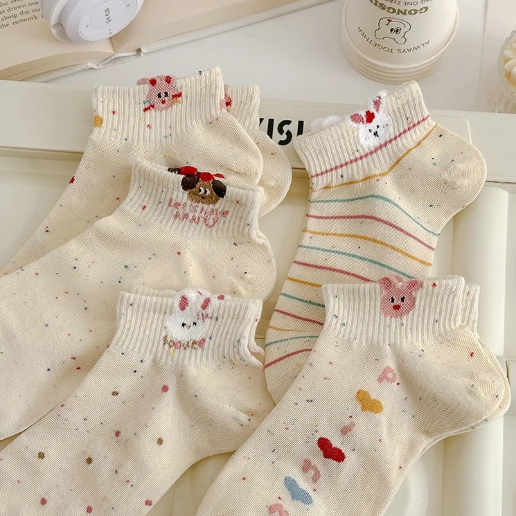 Wholesale Women Fashion Style Cartoon Socks Cute Animal Design Short Low-cut Ankle Versatile Breathable Socks MegaBDM