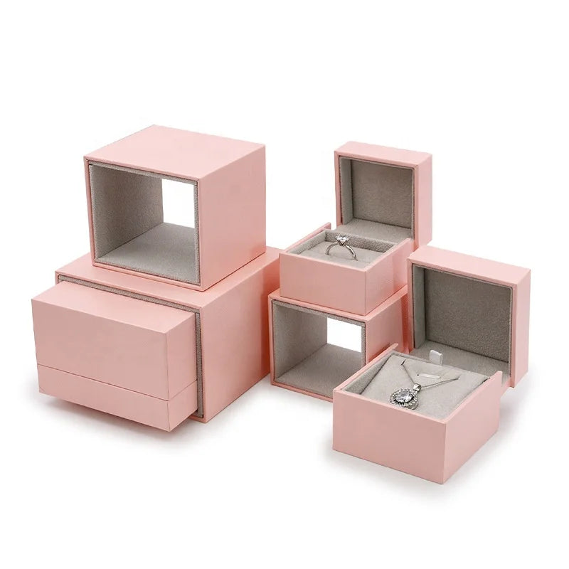 Meiman Sells pink Jewelry Packaging Boxes Rings Necklaces Bracelets Stud Boxes and Leather Jewelry Boxes