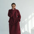 2026 Fall Winter Co-ord Suit Abaya 2 Piece Set Solid Color Muslim Women Dress Islamic Clothing Top Shirt and Skirt Casual Set MegaBDM