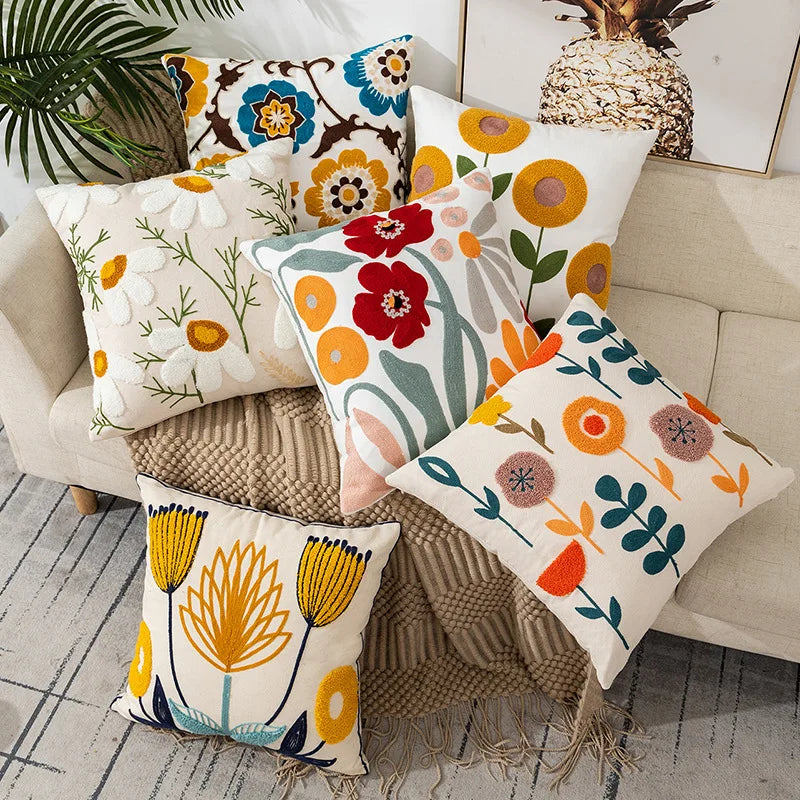 Amity Throw Pillow Cover Fashion Flower Pattern 45x45cm Seat Car Home Sofa Bed Decorative Pillowcase Embroidery Pillow Cover