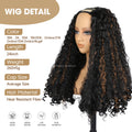 U-part Bouncy Yaki Curly Synthetic Glueless Highlight Black Fluffy High Temperature Fiber Afro Kinky Curly Wig for Black Women
