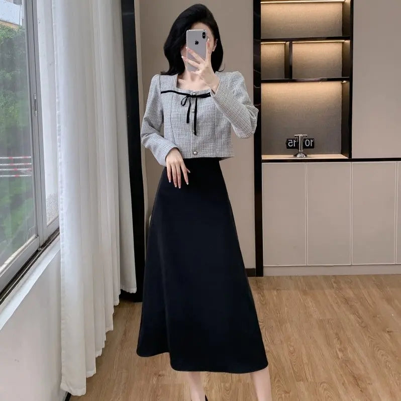 2025 Spring Roman 2 Piece Set for Women Square Collar Top And Skirts Set Ropa Wholesale