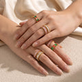 Wholesale Inlaid Zircon Geometric Rings Stainless Steel Waterproof Hypoallergenic Rings for Women MegaBDM