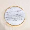 Luxury Durable Handmade Elegant Sustainable White Marble Unbreakable Decorative Round Serving Tray 25CM Diameter Home Hotel